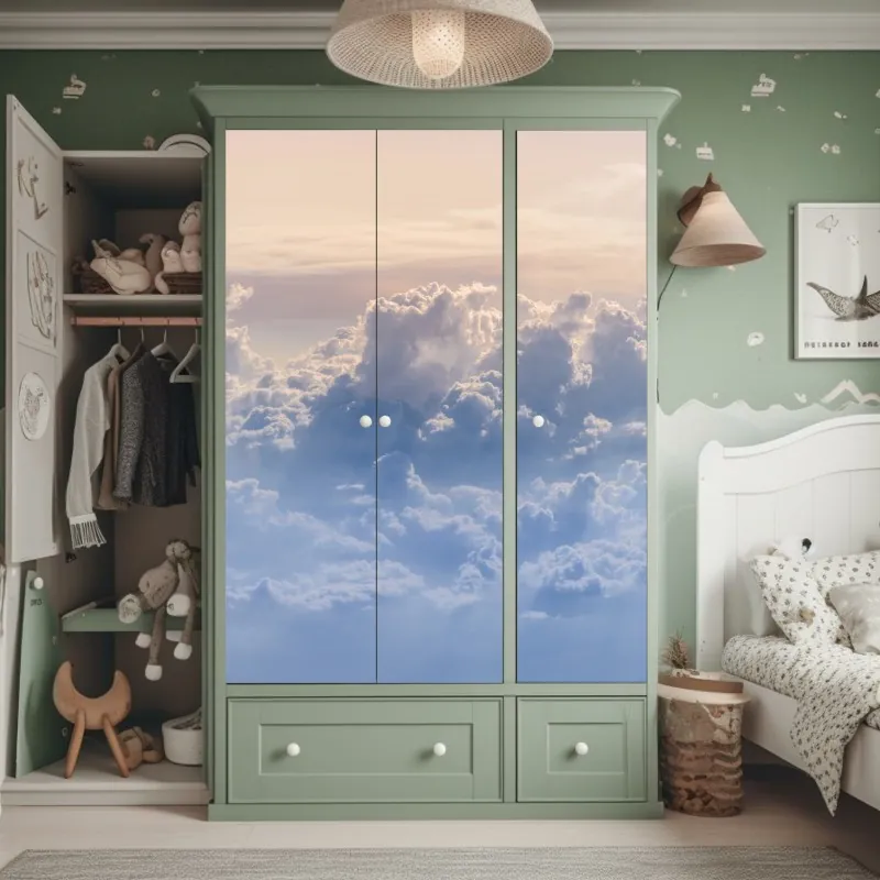 Schrankaufkleber aquarellmuster mit vögeln und rosen – Wallnifity®