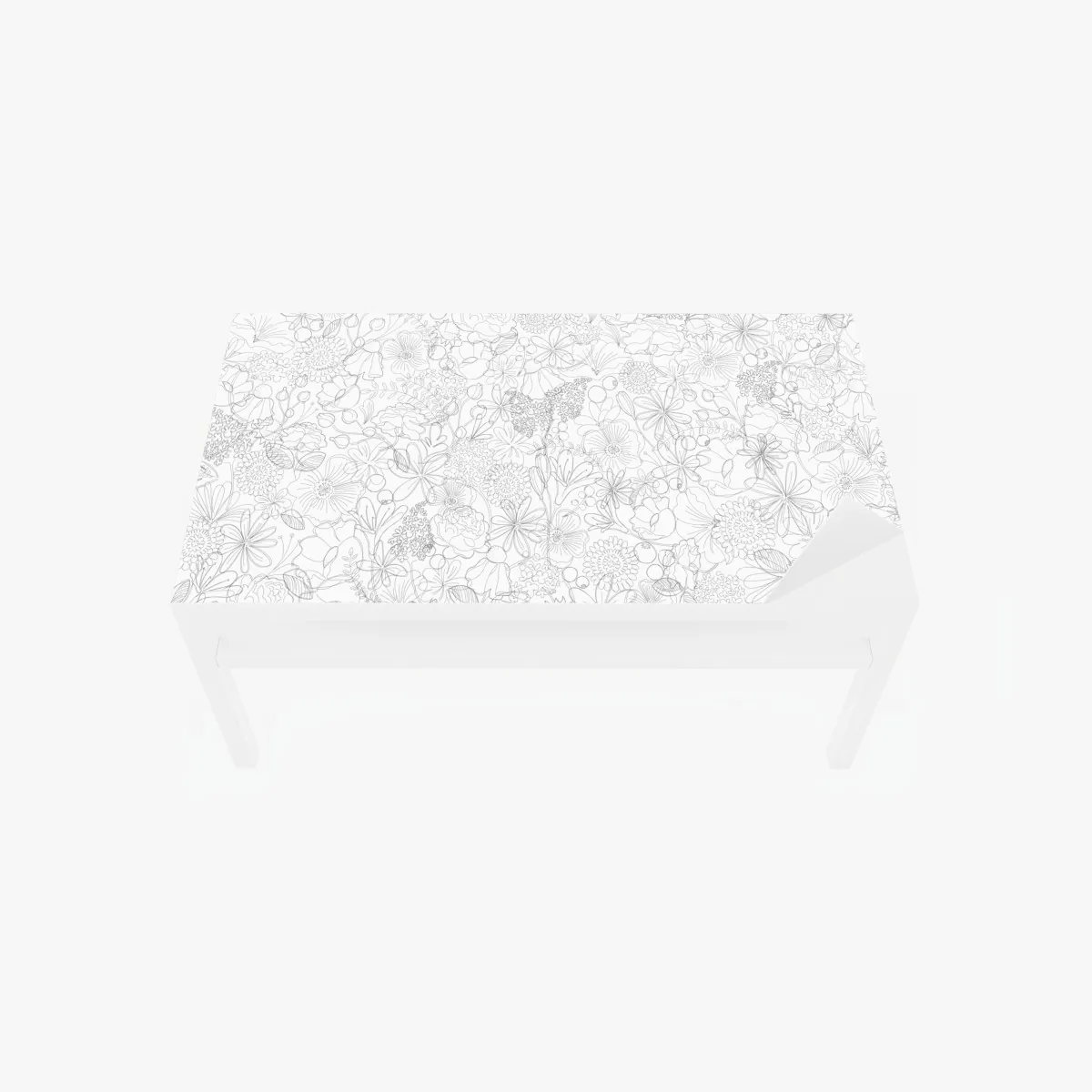 Tischaufkleber und Schreibtischaufkleber zartes handgezeichnetes blumenlinienmuster – Wallnifity®