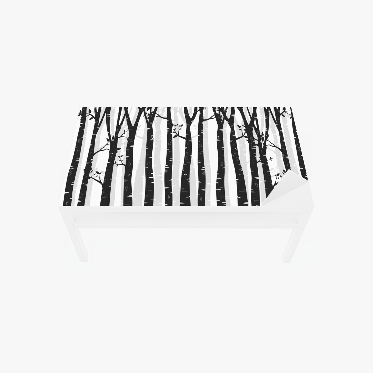 Tischaufkleber und Schreibtischaufkleber monochromatischer birkenwald – Wallnifity®