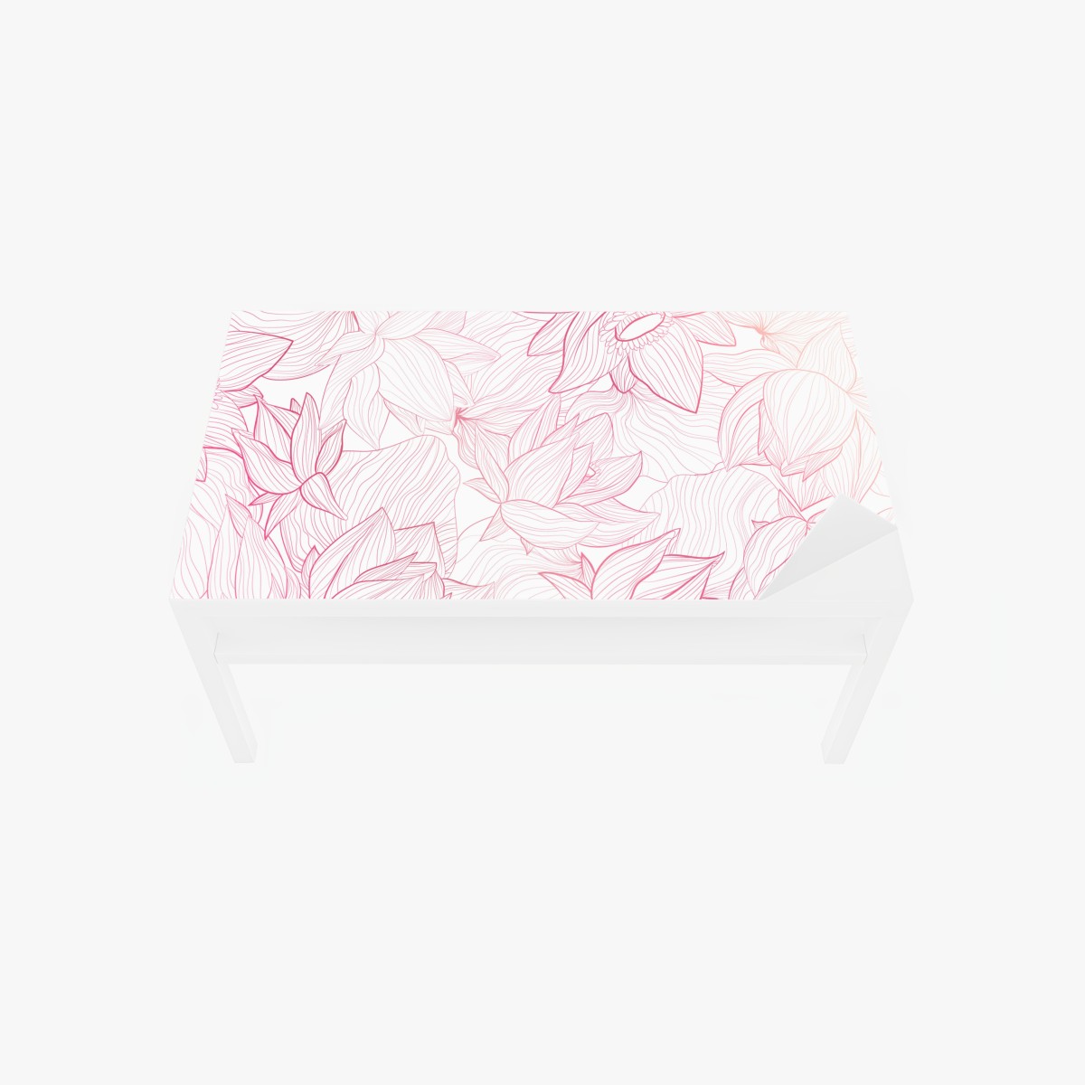 Tischaufkleber und Schreibtischaufkleber zartes rosa blumenlinienmuster – Wallnifity®