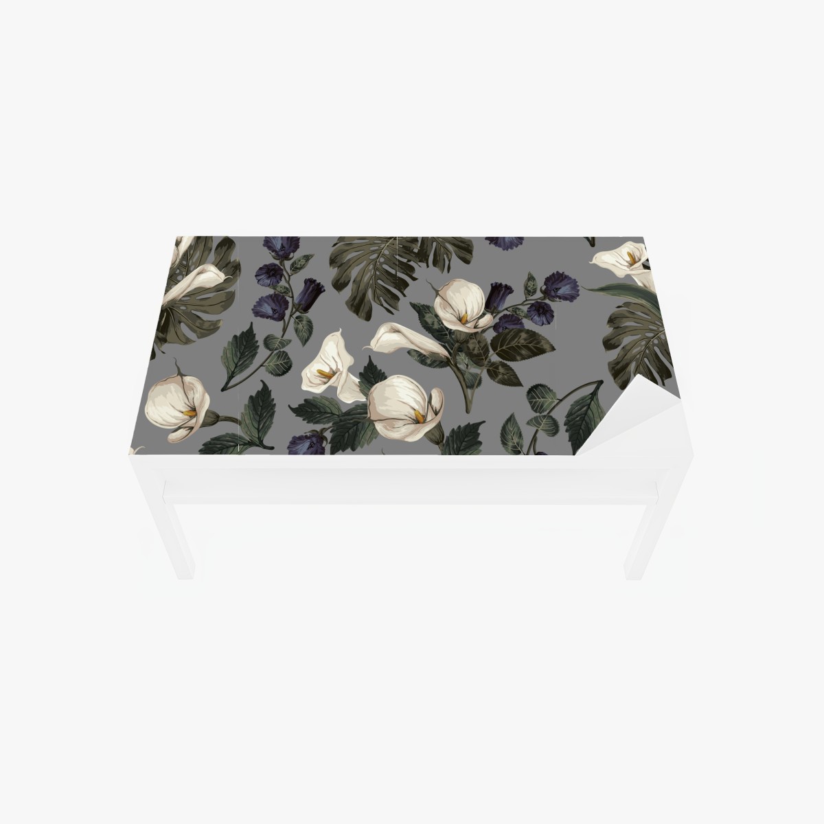 Tischaufkleber und Schreibtischaufkleber vintage calla blumenmuster auf grauem hintergrund – Wallnifity®