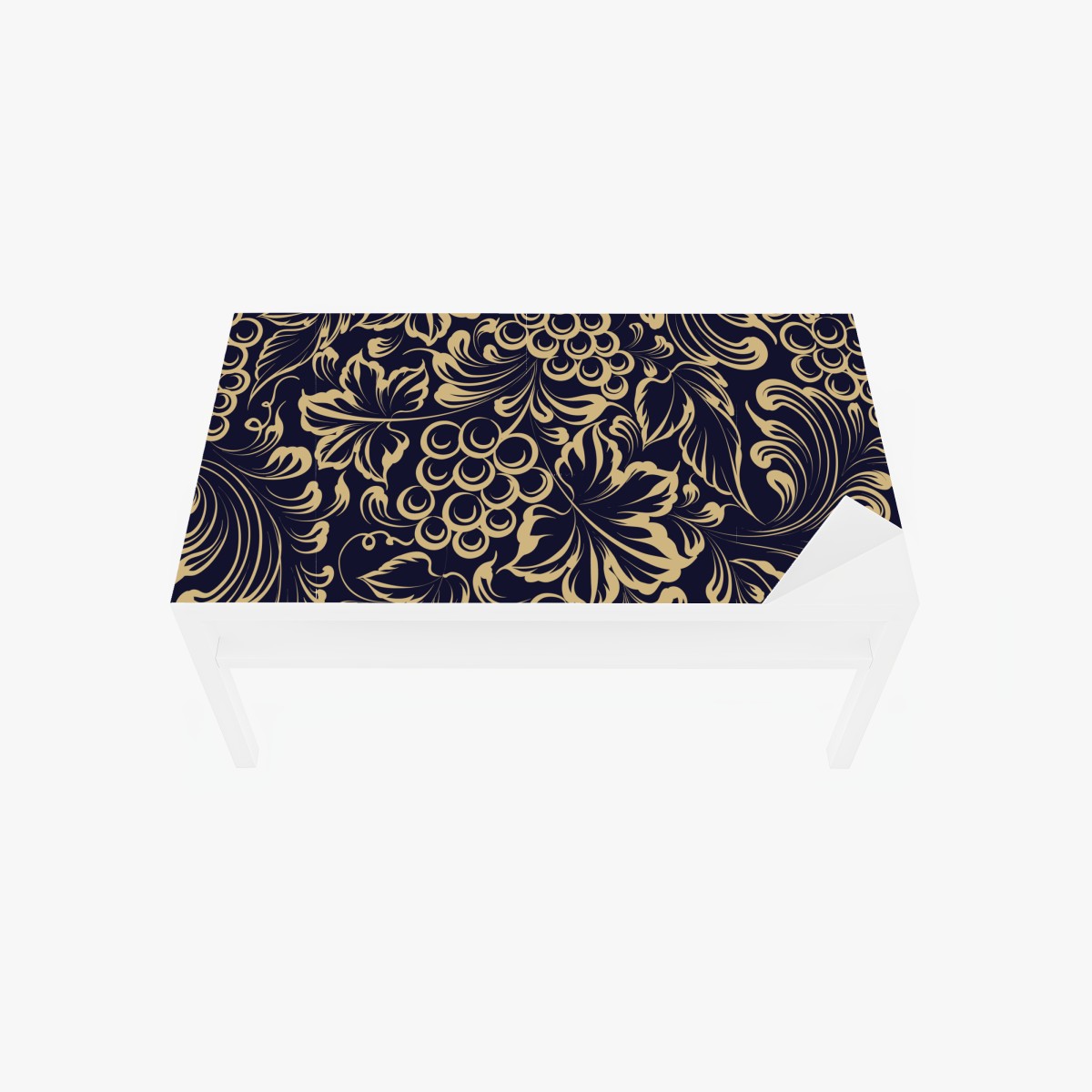Tischaufkleber und Schreibtischaufkleber elegantes barockes weintraubenmuster in gold – Wallnifity®