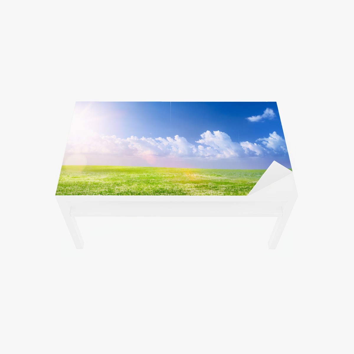 Tischaufkleber und Schreibtischaufkleber sonnige frühlingswiese unter blauem himmel – Wallnifity®