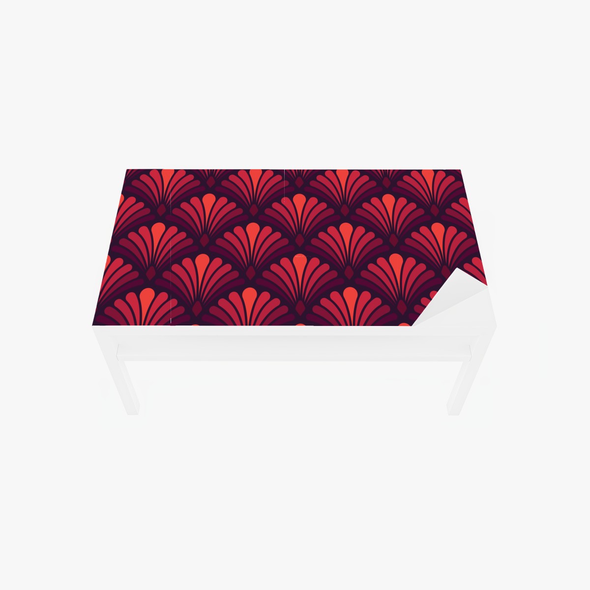 Tischaufkleber und Schreibtischaufkleber geometrisches art-déco fächermuster in warmen rot- und violetttönen – Wallnifity®