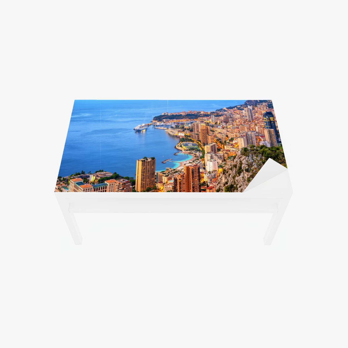 Tischaufkleber und Schreibtischaufkleber Monaco küstenstadt panorama bei dämmerung – Wallnifity®