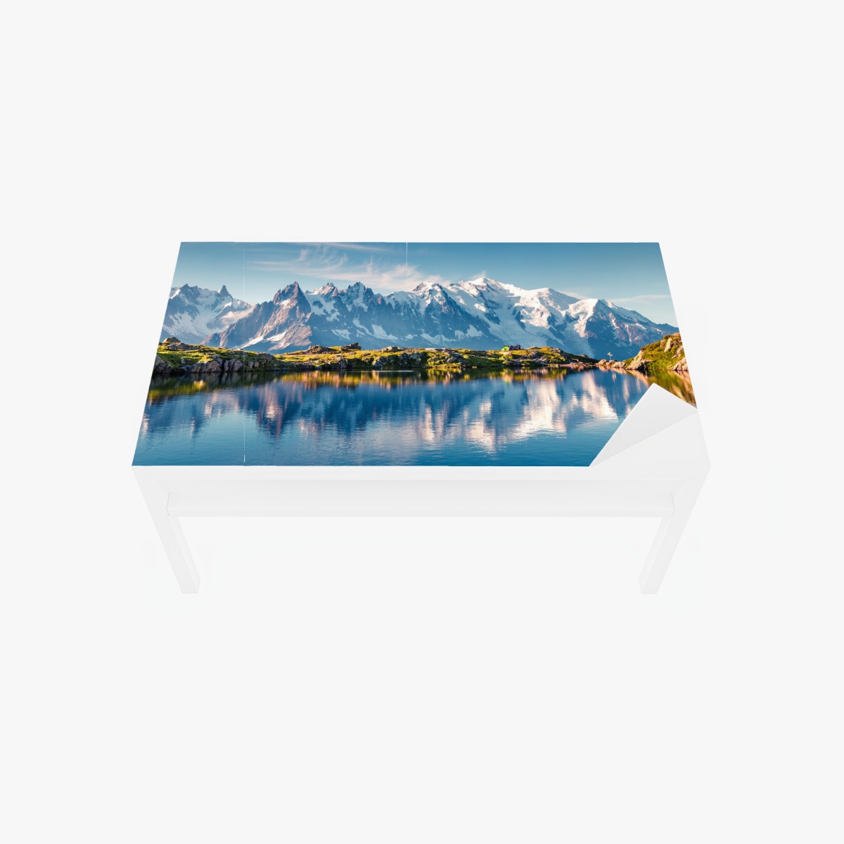 Tischaufkleber und Schreibtischaufkleber panorama von Mont Blanc über dem Lac Blanc – Wallnifity®