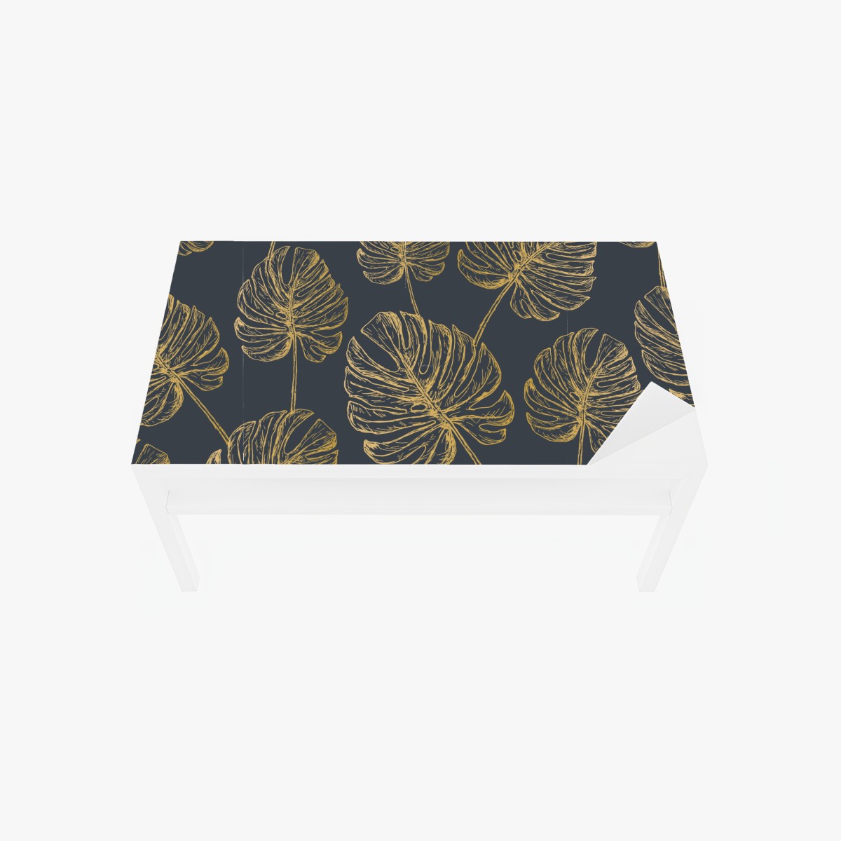 Tischaufkleber und Schreibtischaufkleber goldene monstera-blätter auf dunklem hintergrund – Wallnifity®