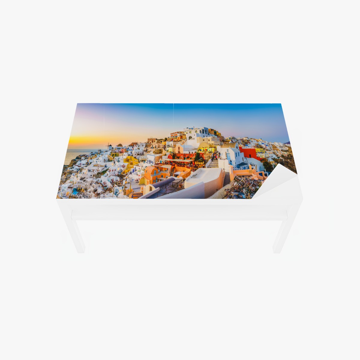 Tischaufkleber und Schreibtischaufkleber sonnenuntergang über Santorini panoramaansicht – Wallnifity®