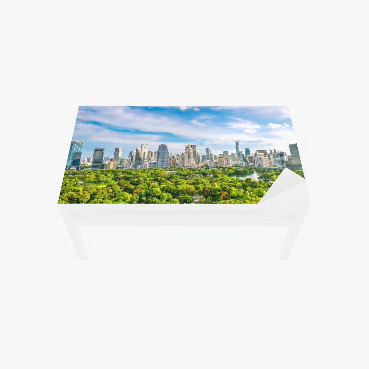 Tischaufkleber und Schreibtischaufkleber lebendige Bangkok skyline über Lumpini Park – Wallnifity®