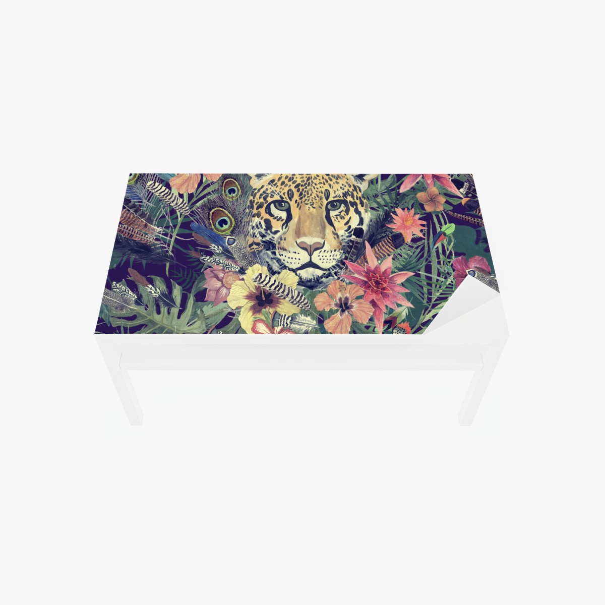 Tischaufkleber und Schreibtischaufkleber vintage aquarell leopard im tropischen dschungel – Wallnifity®