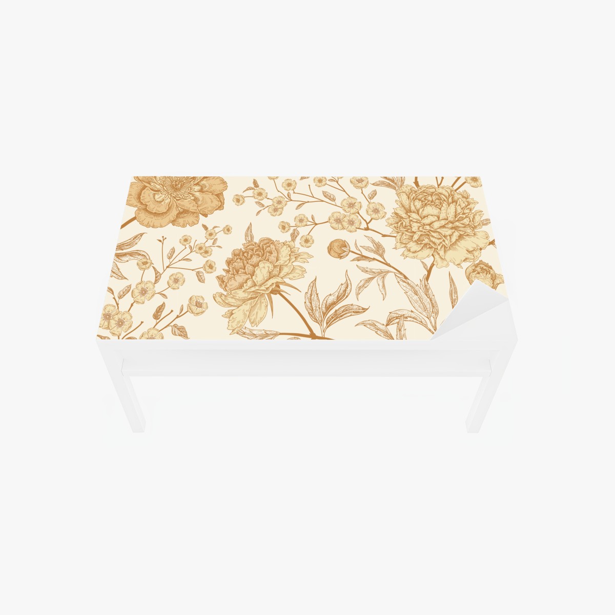 Tischaufkleber und Schreibtischaufkleber vintage beiges blumenmuster mit pfingstrosen – Wallnifity®