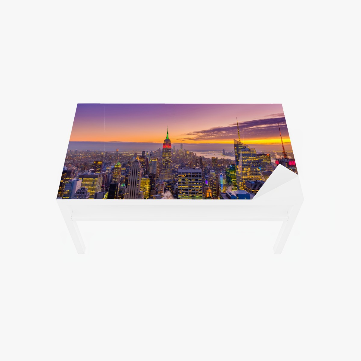 Tischaufkleber und Schreibtischaufkleber lebendige New York skyline bei sonnenuntergang – Wallnifity®