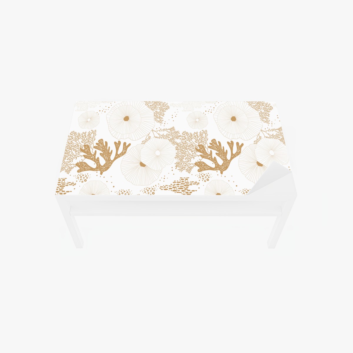 Tischaufkleber und Schreibtischaufkleber zartes goldenes korallenmuster – Wallnifity®