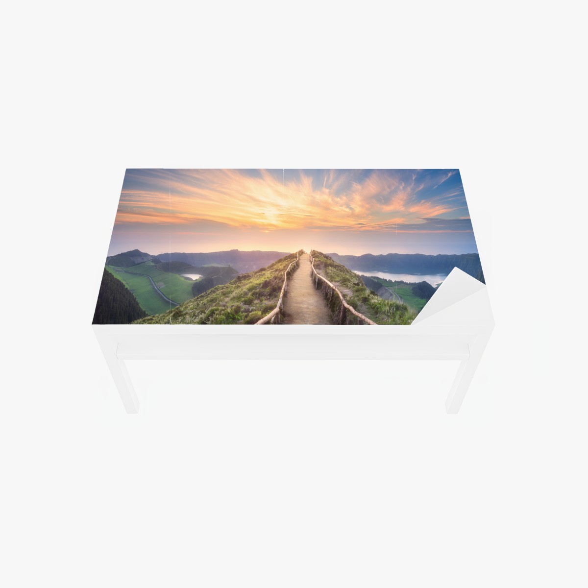 Tischaufkleber und Schreibtischaufkleber sonnenuntergangspfad auf berggrat über see und tal – Wallnifity®