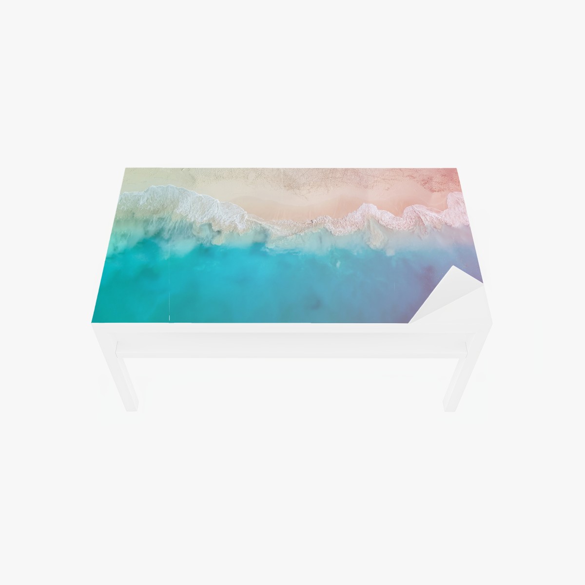Tischaufkleber und Schreibtischaufkleber pastell türkis strand aus der luft – Wallnifity®