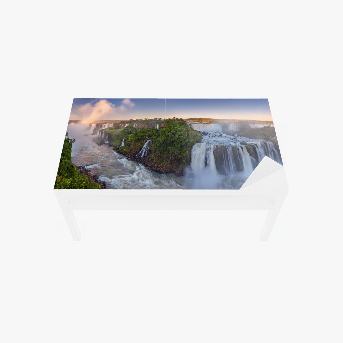 Tischaufkleber und Schreibtischaufkleber neblige panorama der wasserfälle im üppigen wald – Wallnifity®