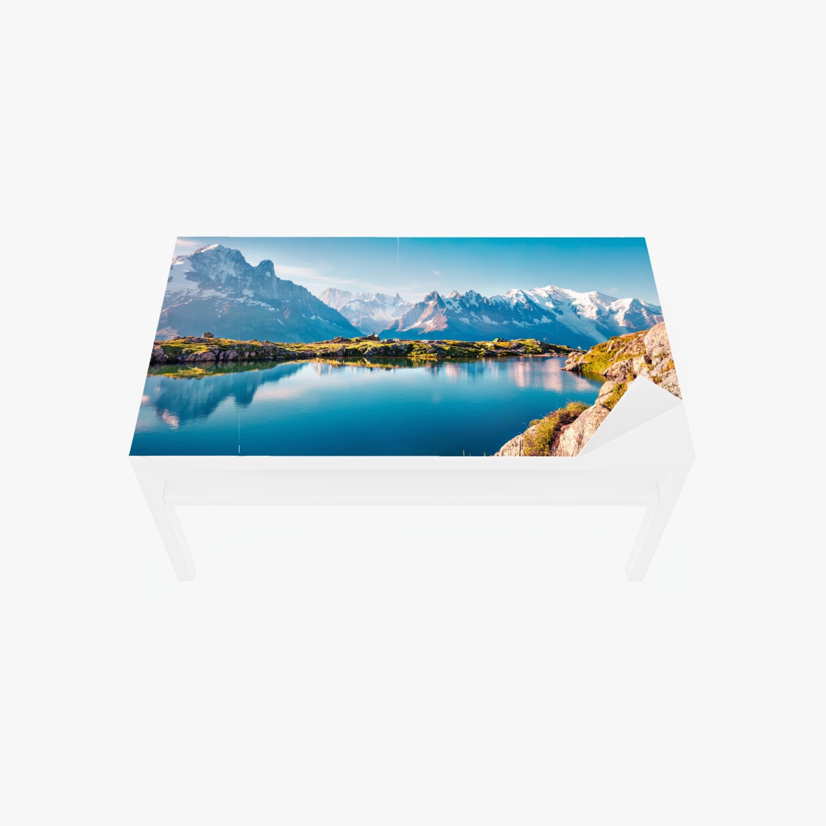 Tischaufkleber und Schreibtischaufkleber Lac Blanc mit Blick auf Mont Blanc – Wallnifity®