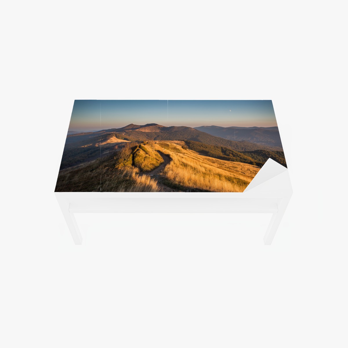 Tischaufkleber und Schreibtischaufkleber goldener bergrücken bei sonnenuntergang – Wallnifity®