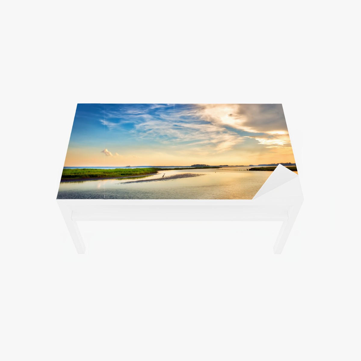 Tischaufkleber und Schreibtischaufkleber graureiher in der Chesapeake-Bucht bei sonnenuntergang – Wallnifity®