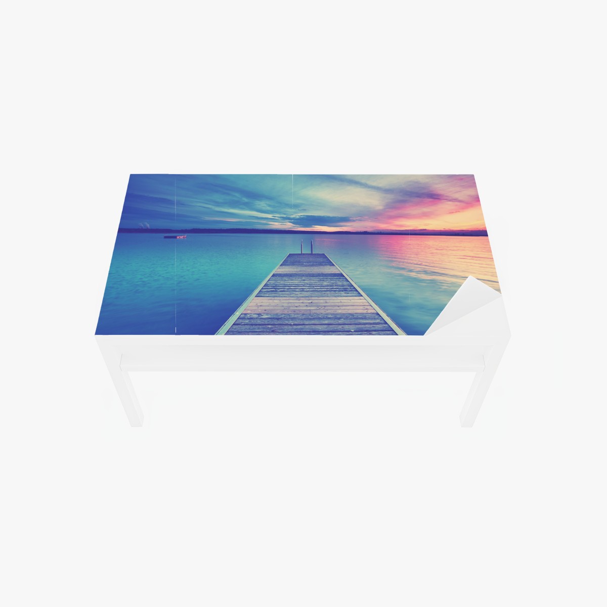 Tischaufkleber und Schreibtischaufkleber pastellsteg am see bei sonnenuntergang – Wallnifity®
