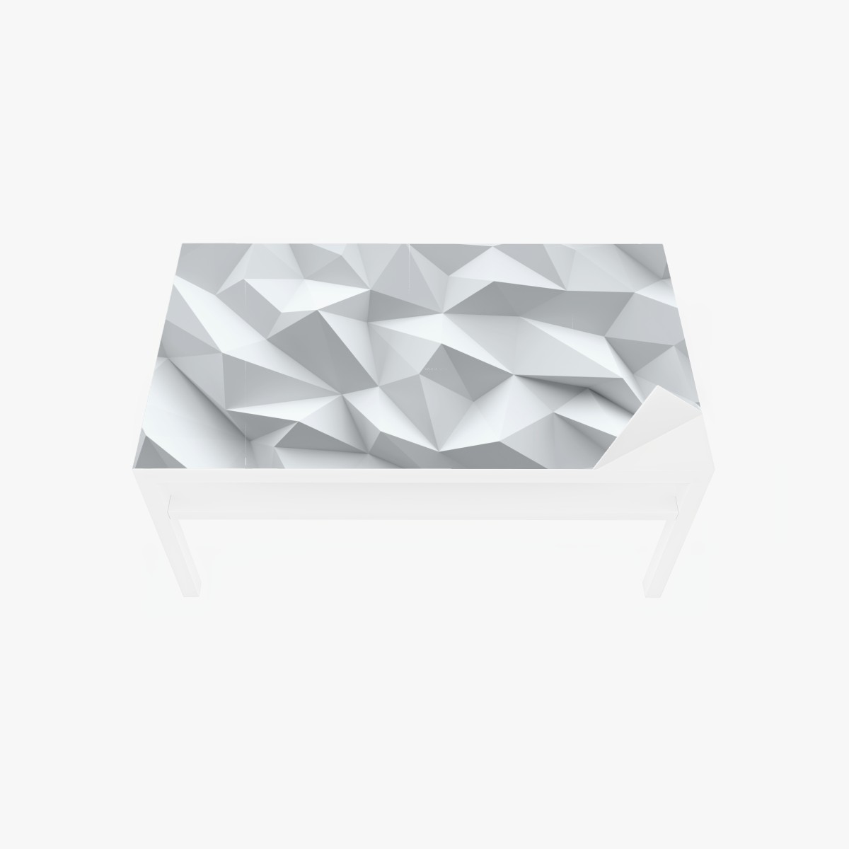 Tischaufkleber und Schreibtischaufkleber weißes dreidimensionales low-poly geometrisches muster – Wallnifity®