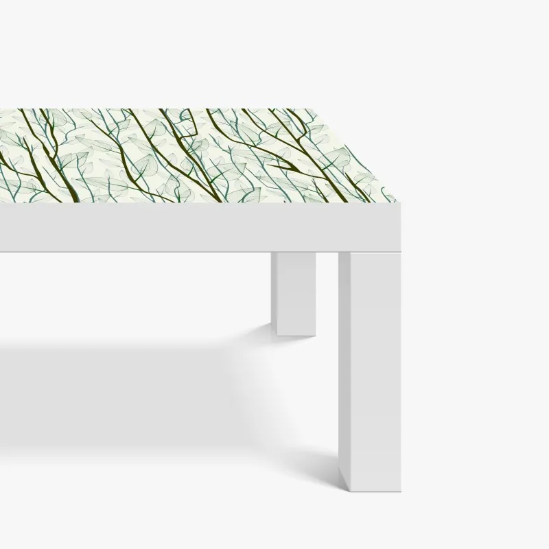 Tischaufkleber und Schreibtischaufkleber türkis-senfgelbes botanisches muster – Wallnifity®