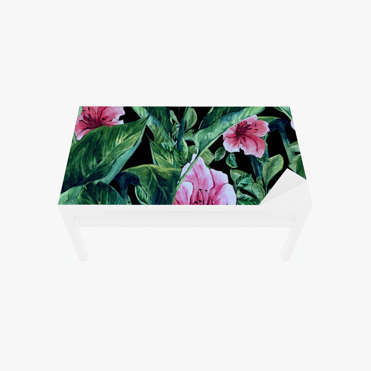 Tischaufkleber und Schreibtischaufkleber rosa aquarellblumen auf schwarzem hintergrund – Wallnifity®