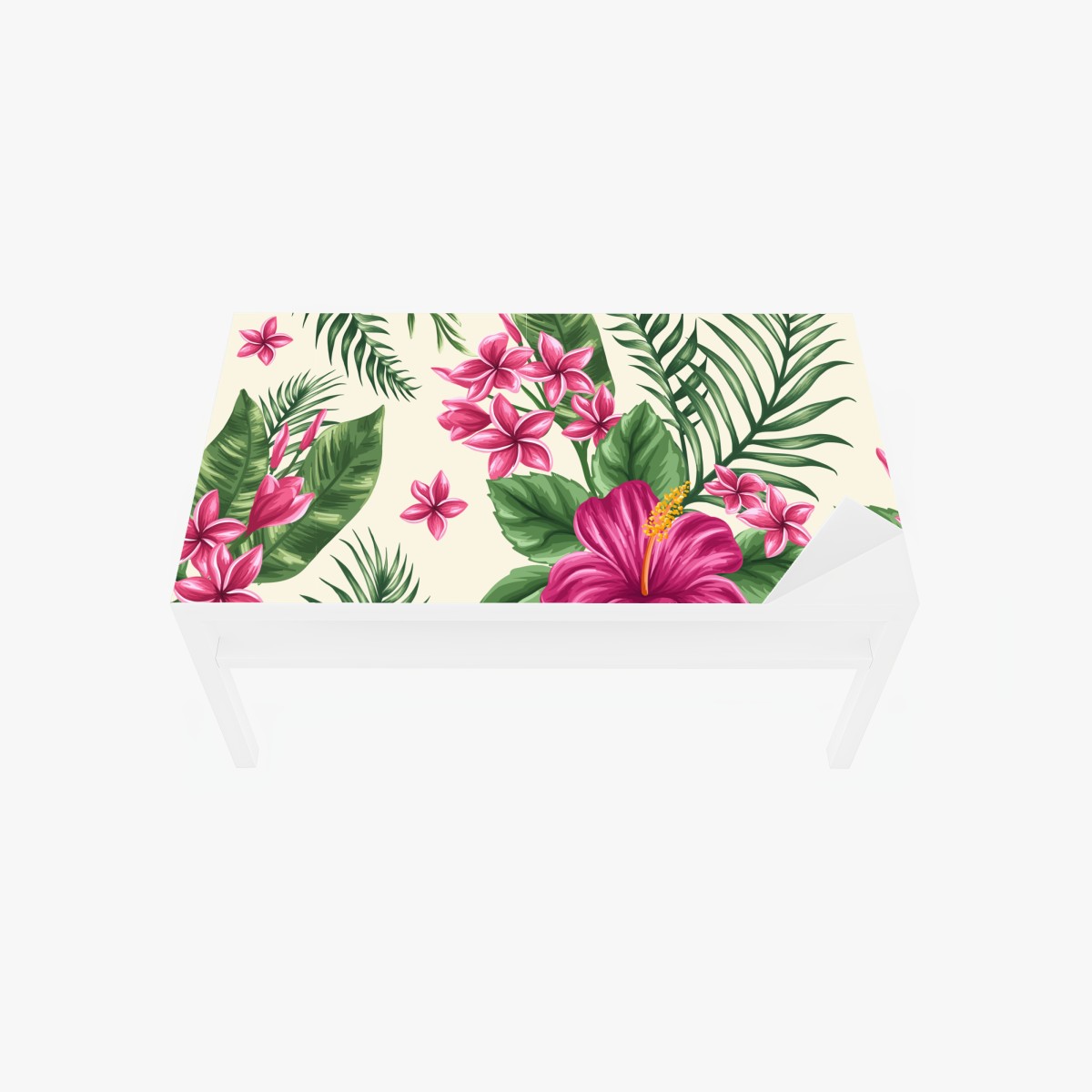 Tischaufkleber und Schreibtischaufkleber tropisches muster mit rosa hibiskus – Wallnifity®