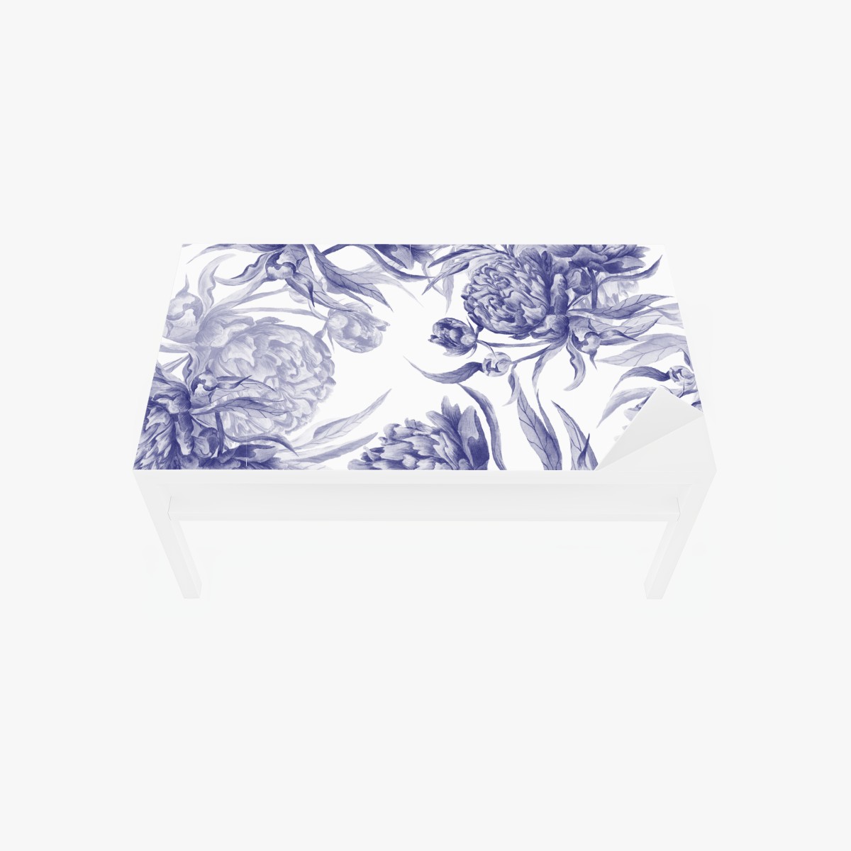 Tischaufkleber und Schreibtischaufkleber blaue pfingstrosen botanisches muster – Wallnifity®