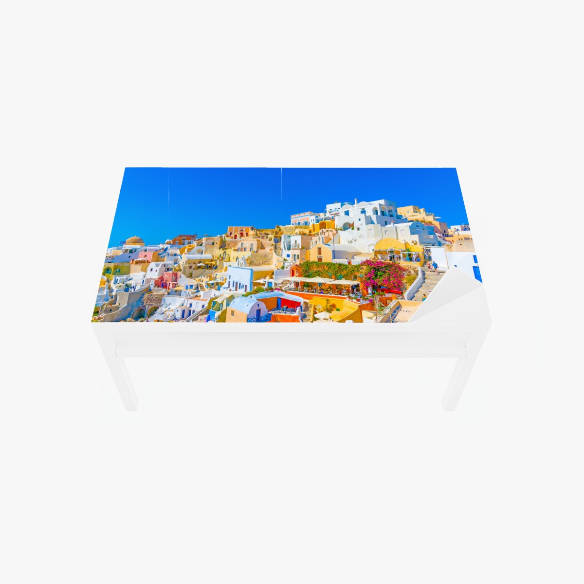 Tischaufkleber und Schreibtischaufkleber sonniges Dorf Oia, Santorini – Wallnifity®