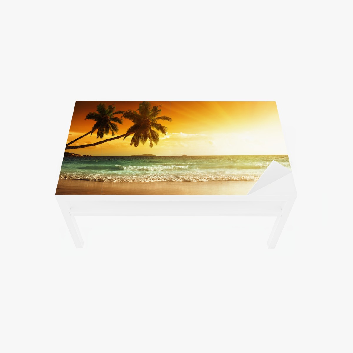 Tischaufkleber und Schreibtischaufkleber tropischer sonnenuntergang am strand – Wallnifity®