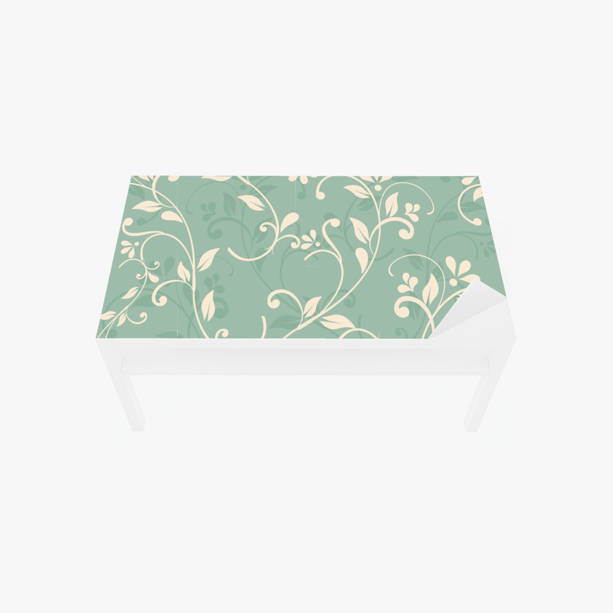 Tischaufkleber und Schreibtischaufkleber minzfarbiges blumenmuster im vintage-stil – Wallnifity®