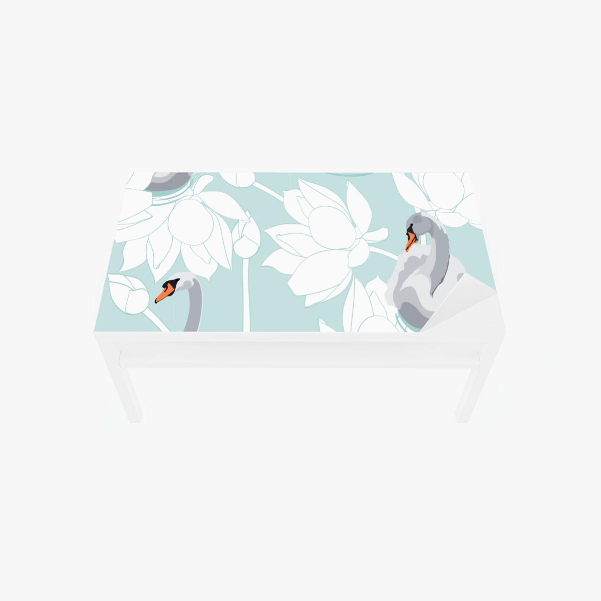 Tischaufkleber und Schreibtischaufkleber sanfte schwäne und lotusblumen – Wallnifity®