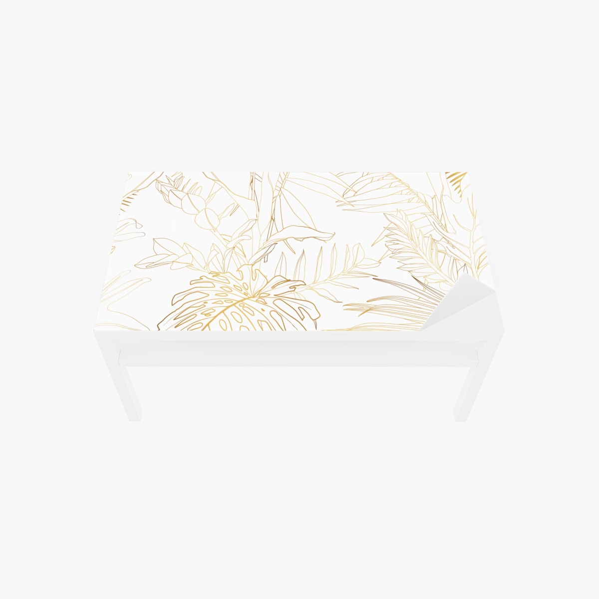 Tischaufkleber und Schreibtischaufkleber goldene tropische blätter line art – Wallnifity®