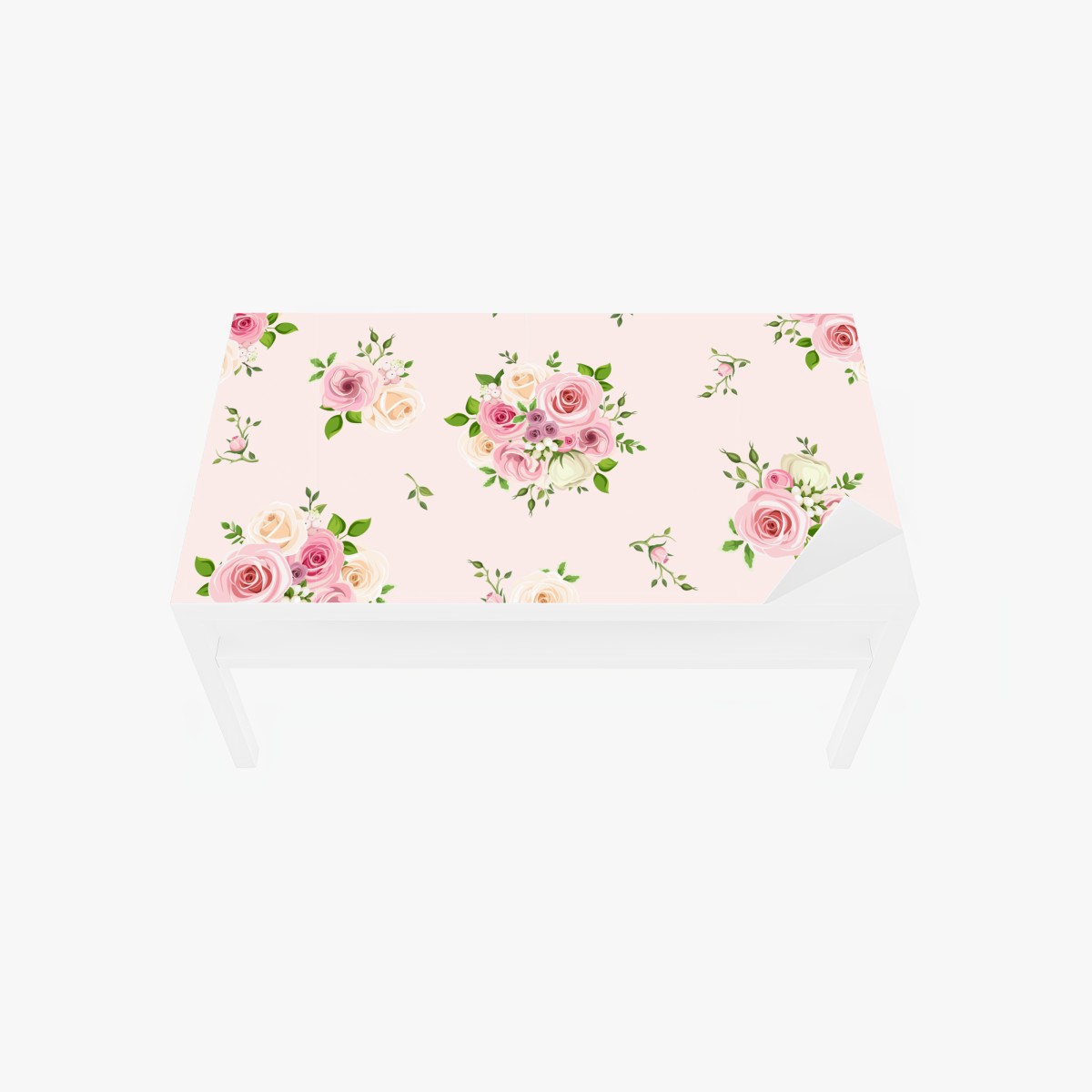 Tischaufkleber und Schreibtischaufkleber zartes rosenmuster in pastellrosa – Wallnifity®