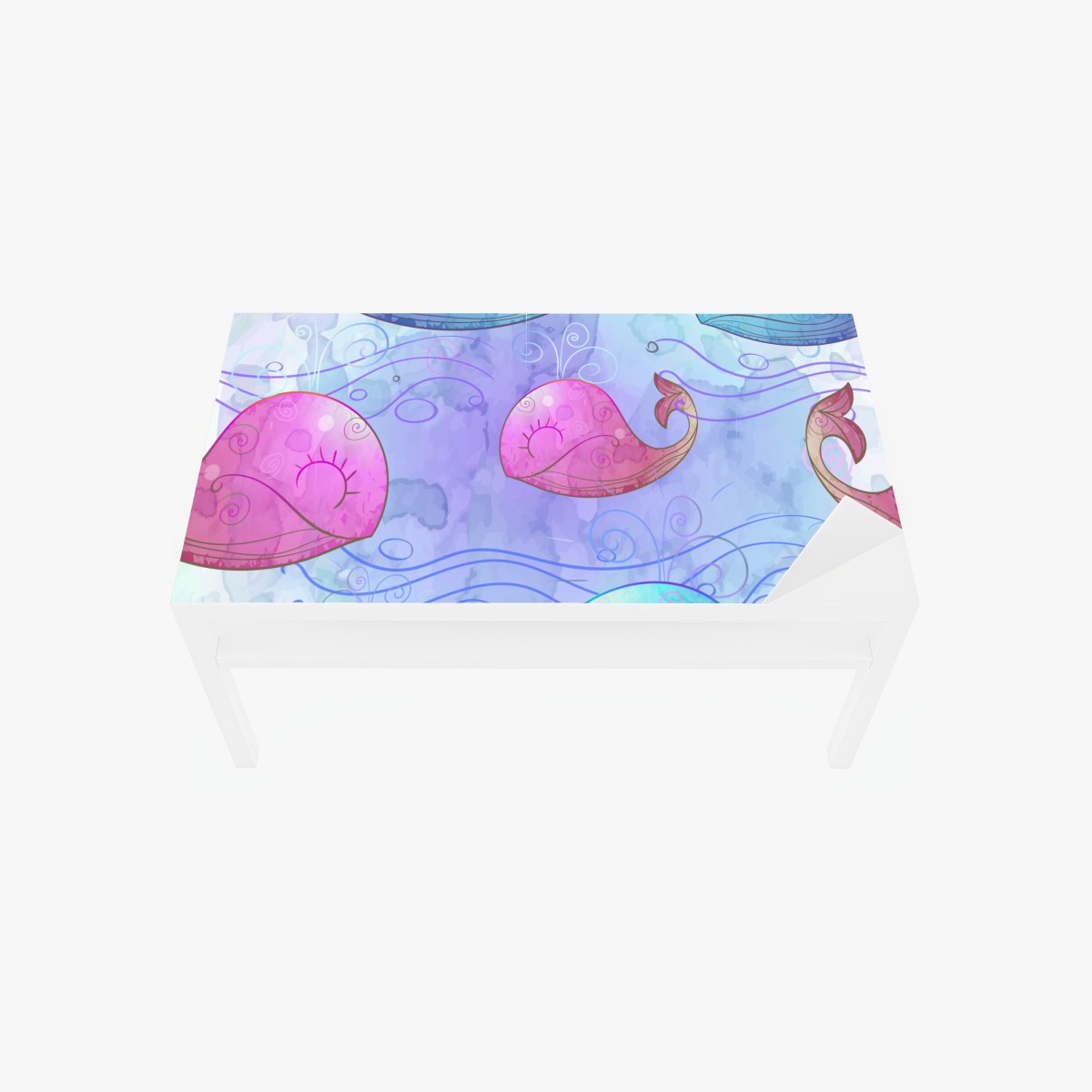 Tischaufkleber und Schreibtischaufkleber aquarellwale im pastellmuster fürs kinderzimmer – Wallnifity®