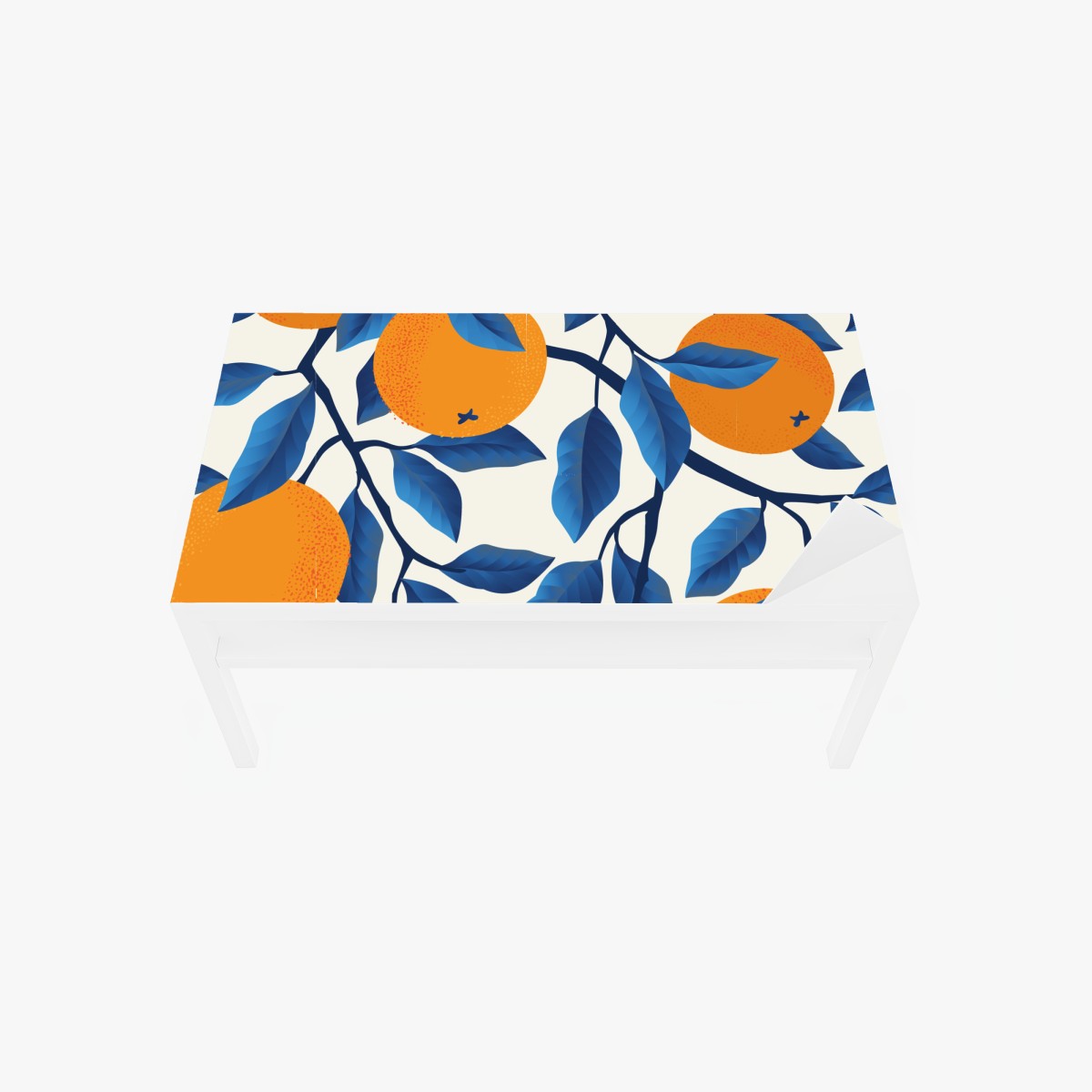 Tischaufkleber und Schreibtischaufkleber kräftiges zitrusmuster in orange und blau – Wallnifity®