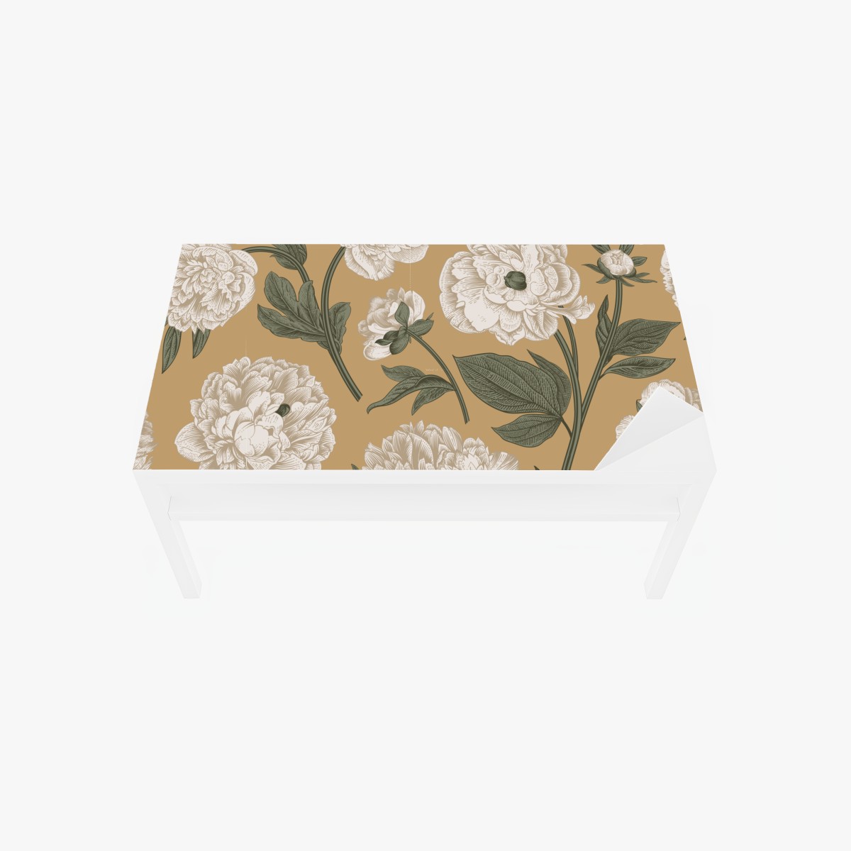 Tischaufkleber und Schreibtischaufkleber vintage botanisches muster mit pfingstrosen – Wallnifity®