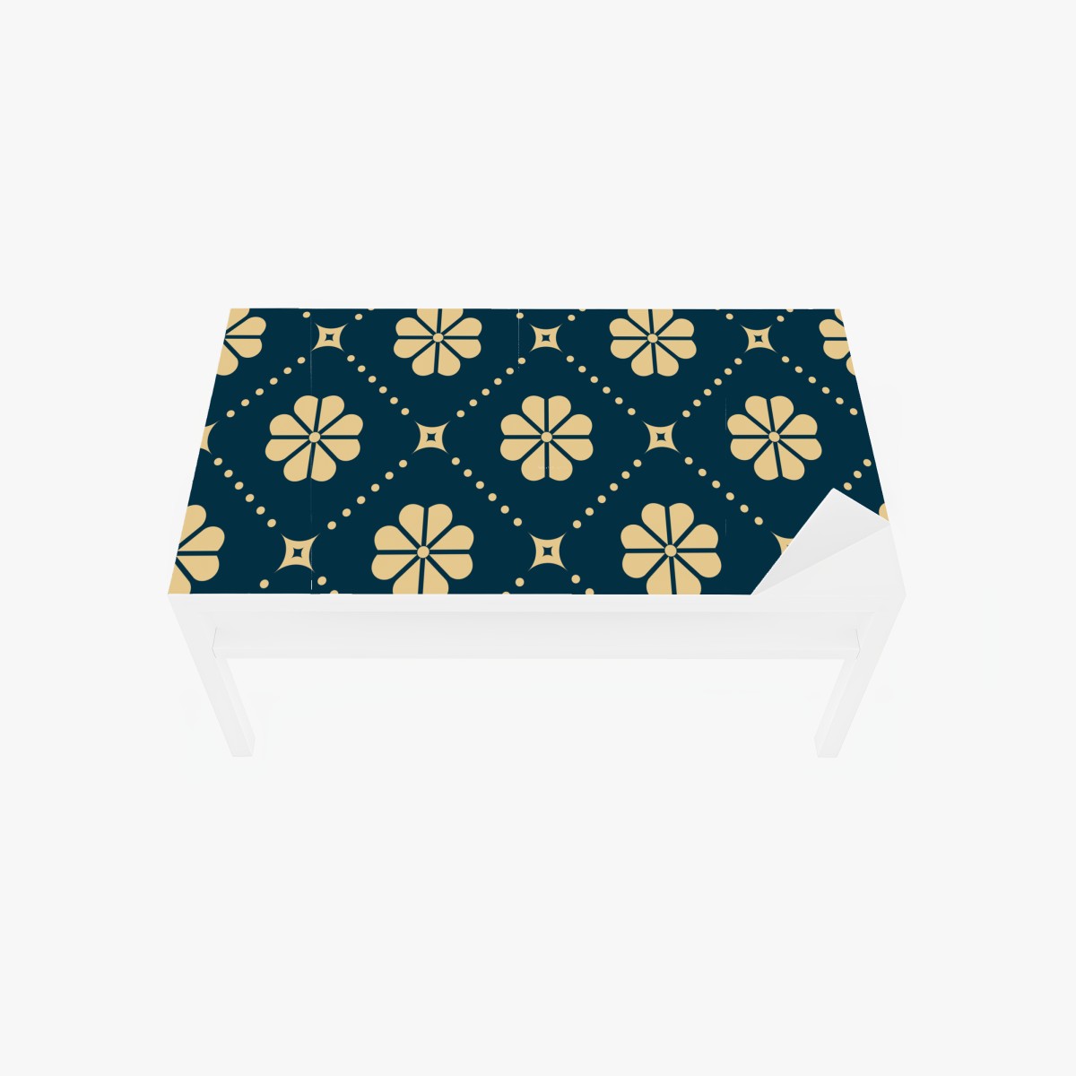 Tischaufkleber und Schreibtischaufkleber türkis beiges blumen geometrisches muster – Wallnifity®