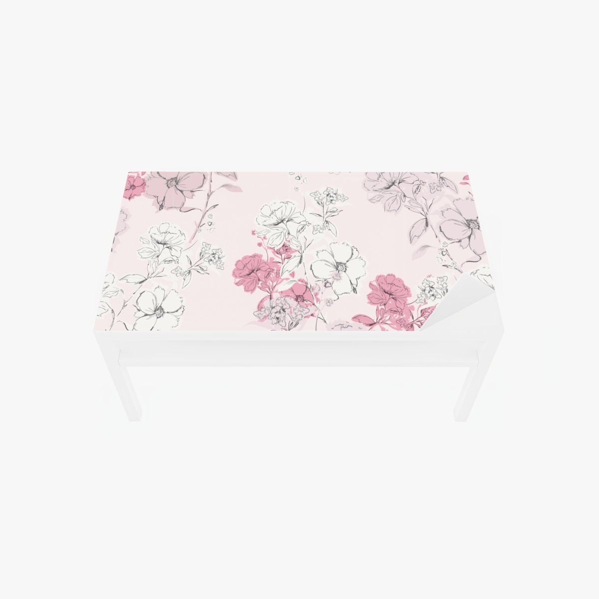 Tischaufkleber und Schreibtischaufkleber zartes rosa blumenmuster – Wallnifity®