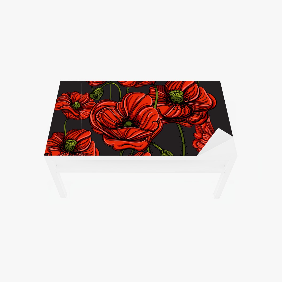 Tischaufkleber und Schreibtischaufkleber kräftige rote mohnblumen illustration – Wallnifity®