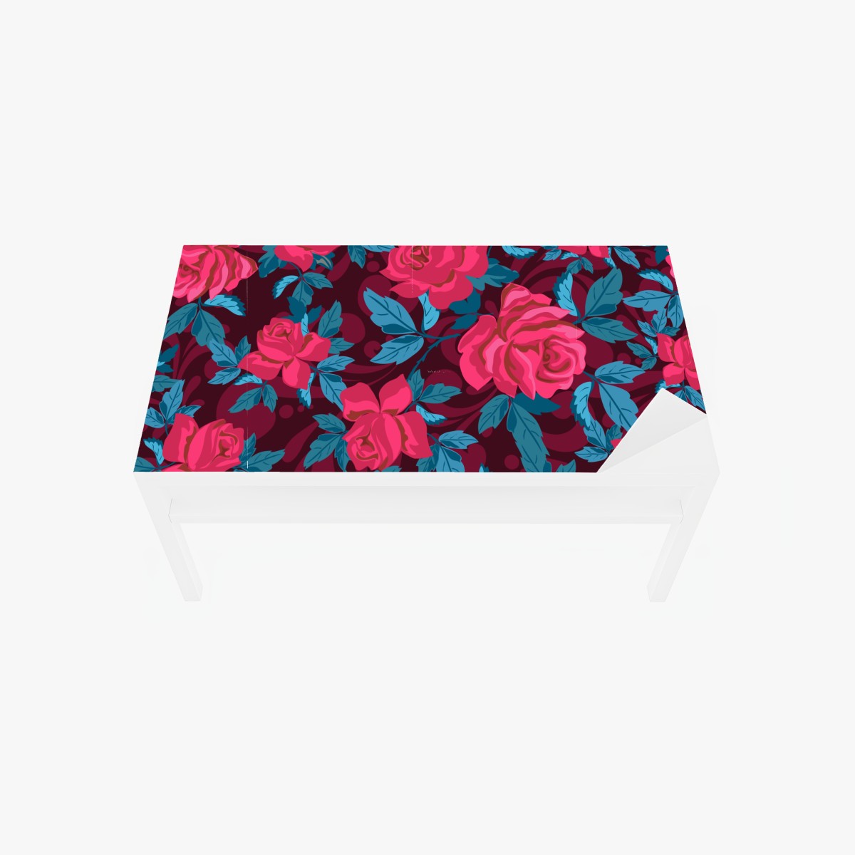 Tischaufkleber und Schreibtischaufkleber vintage rosenmuster in rosa und türkis – Wallnifity®