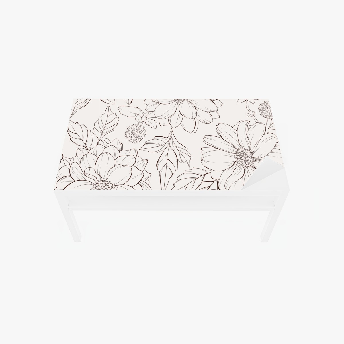 Tischaufkleber und Schreibtischaufkleber zartes botanisches blumenmuster – Wallnifity®