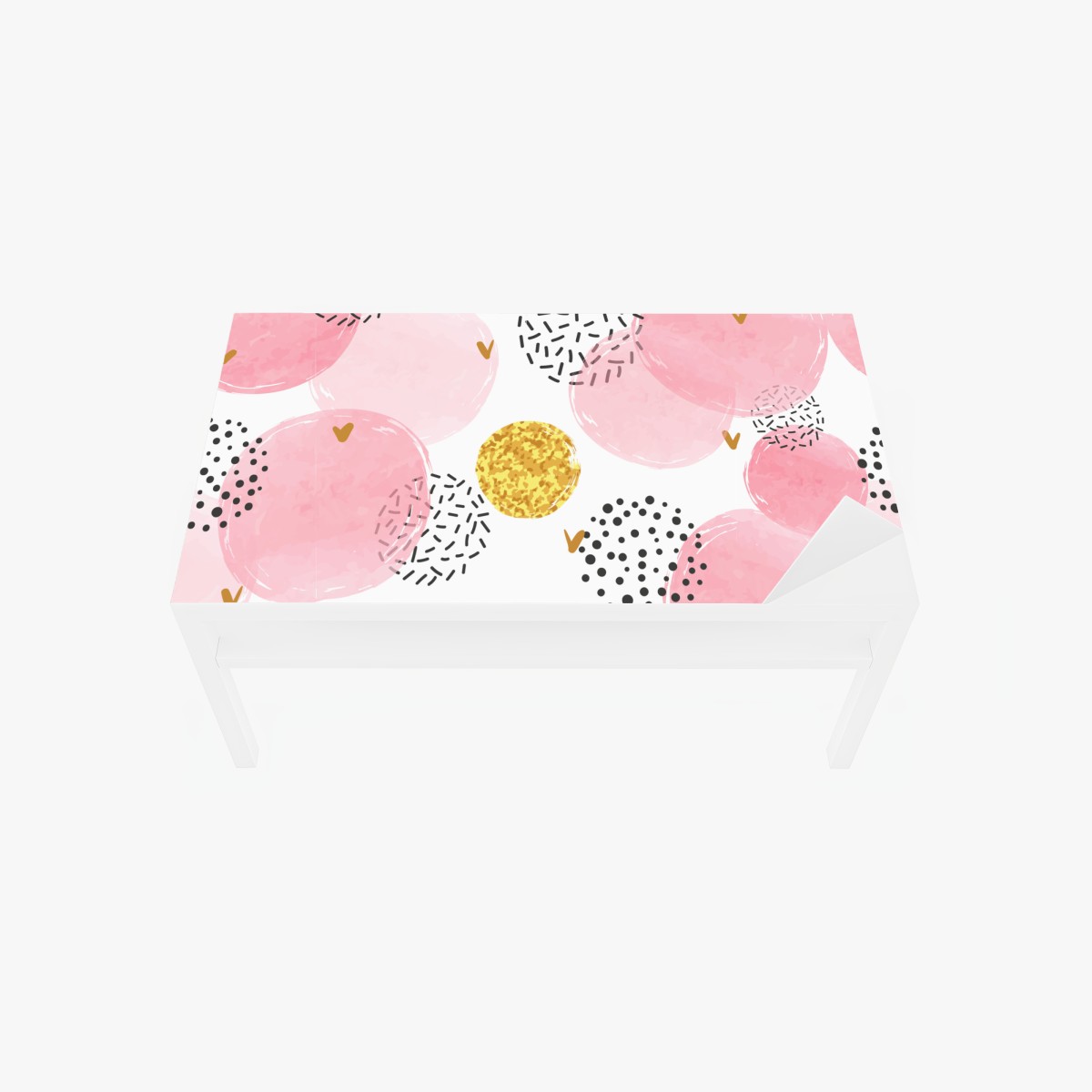 Tischaufkleber und Schreibtischaufkleber rosa aquarellkreise mit goldenen akzenten – Wallnifity®