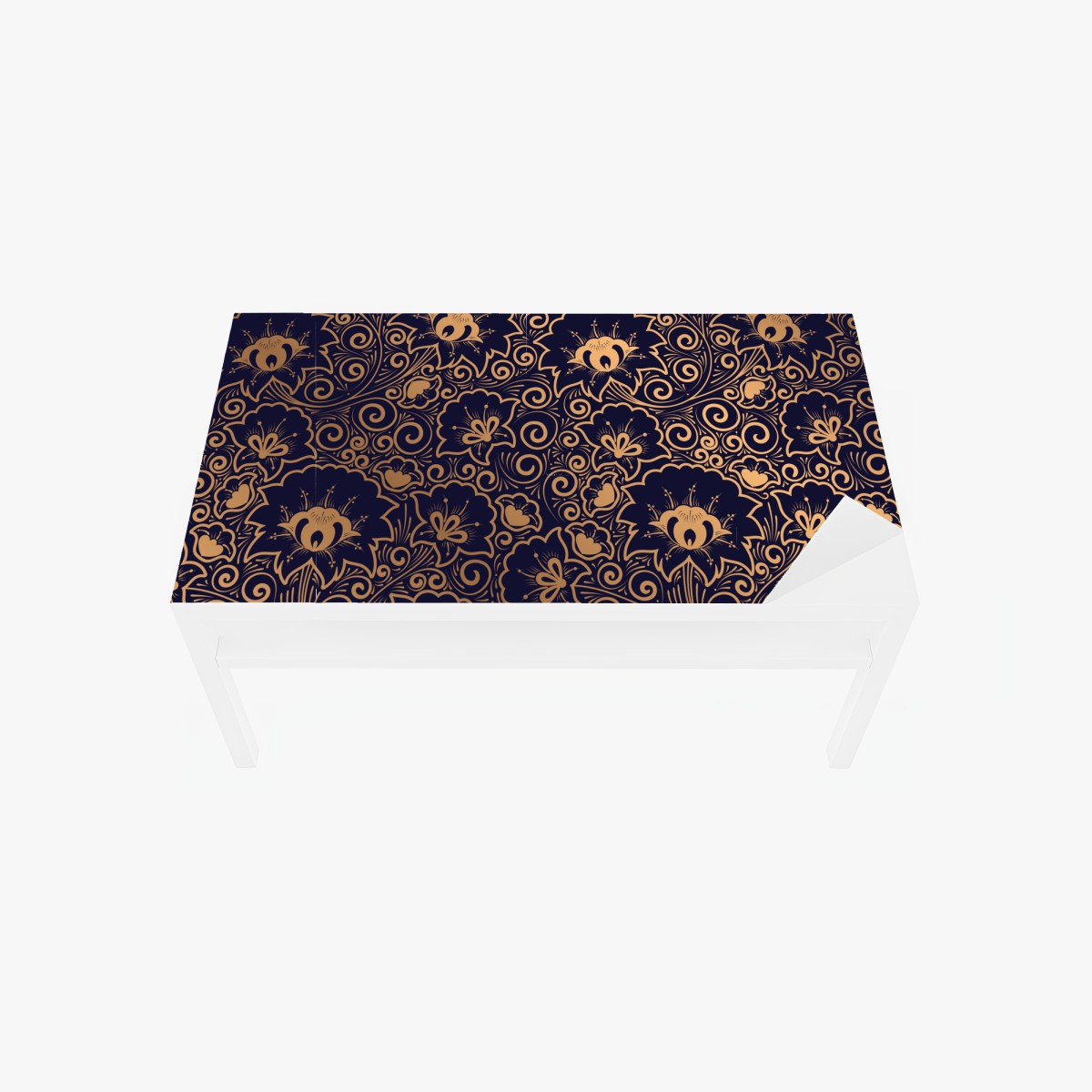 Tischaufkleber und Schreibtischaufkleber luxuriöses goldenes blumenmuster auf dunklem hintergrund – Wallnifity®