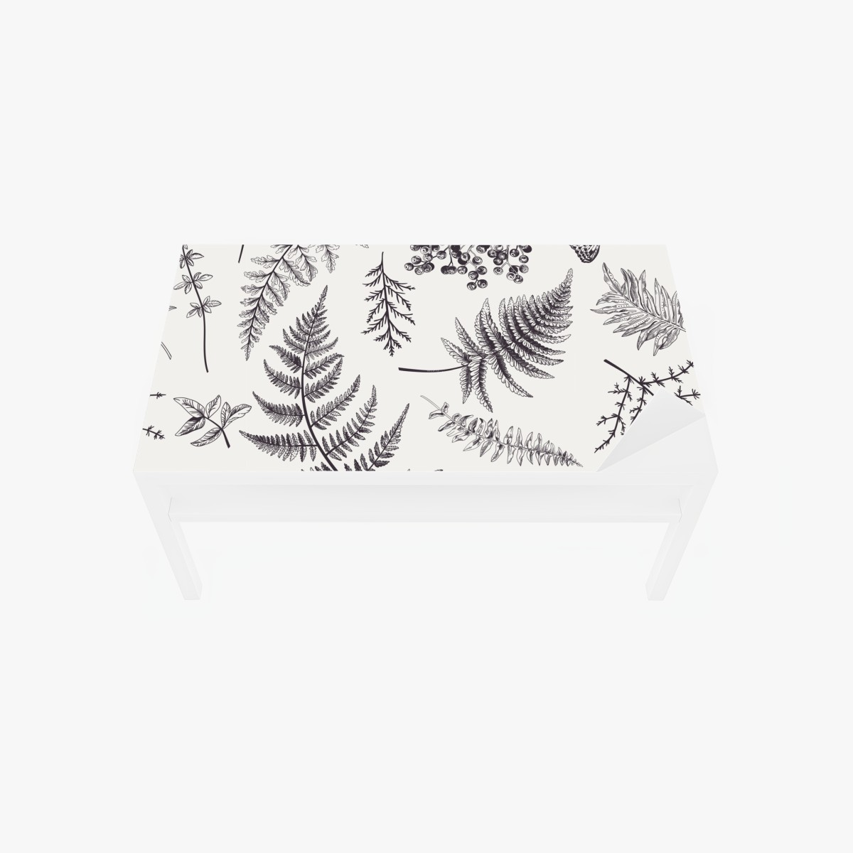 Tischaufkleber und Schreibtischaufkleber monochromes botanisches blättermuster – Wallnifity®