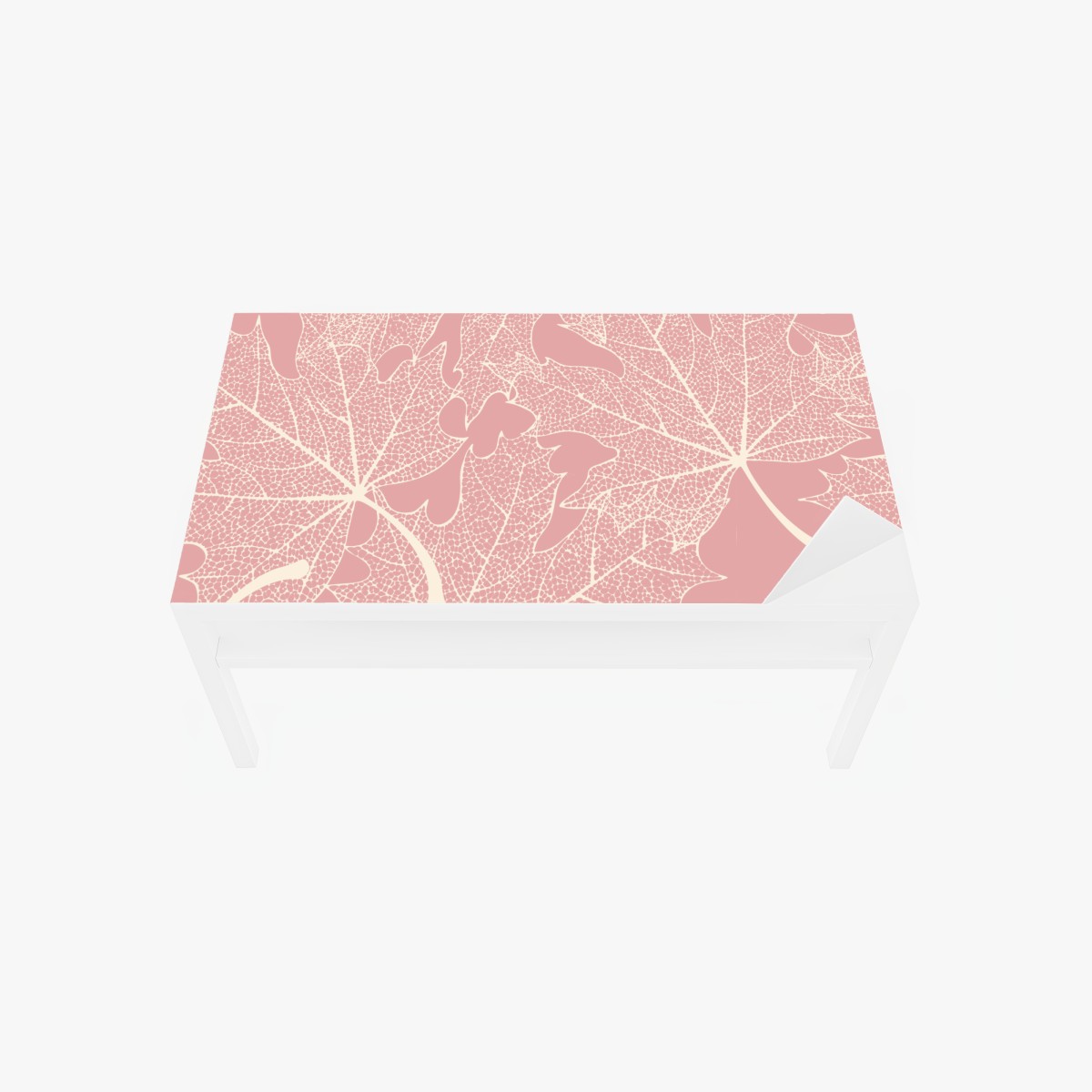 Tischaufkleber und Schreibtischaufkleber zartes rosa blattmuster – Wallnifity®