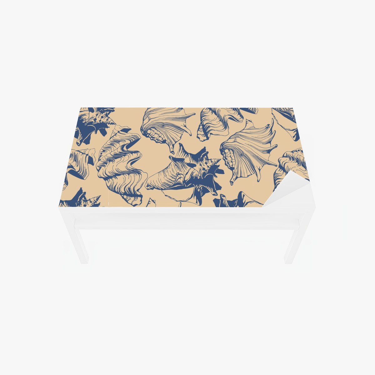 Tischaufkleber und Schreibtischaufkleber muschelmuster in blau und beige – Wallnifity®