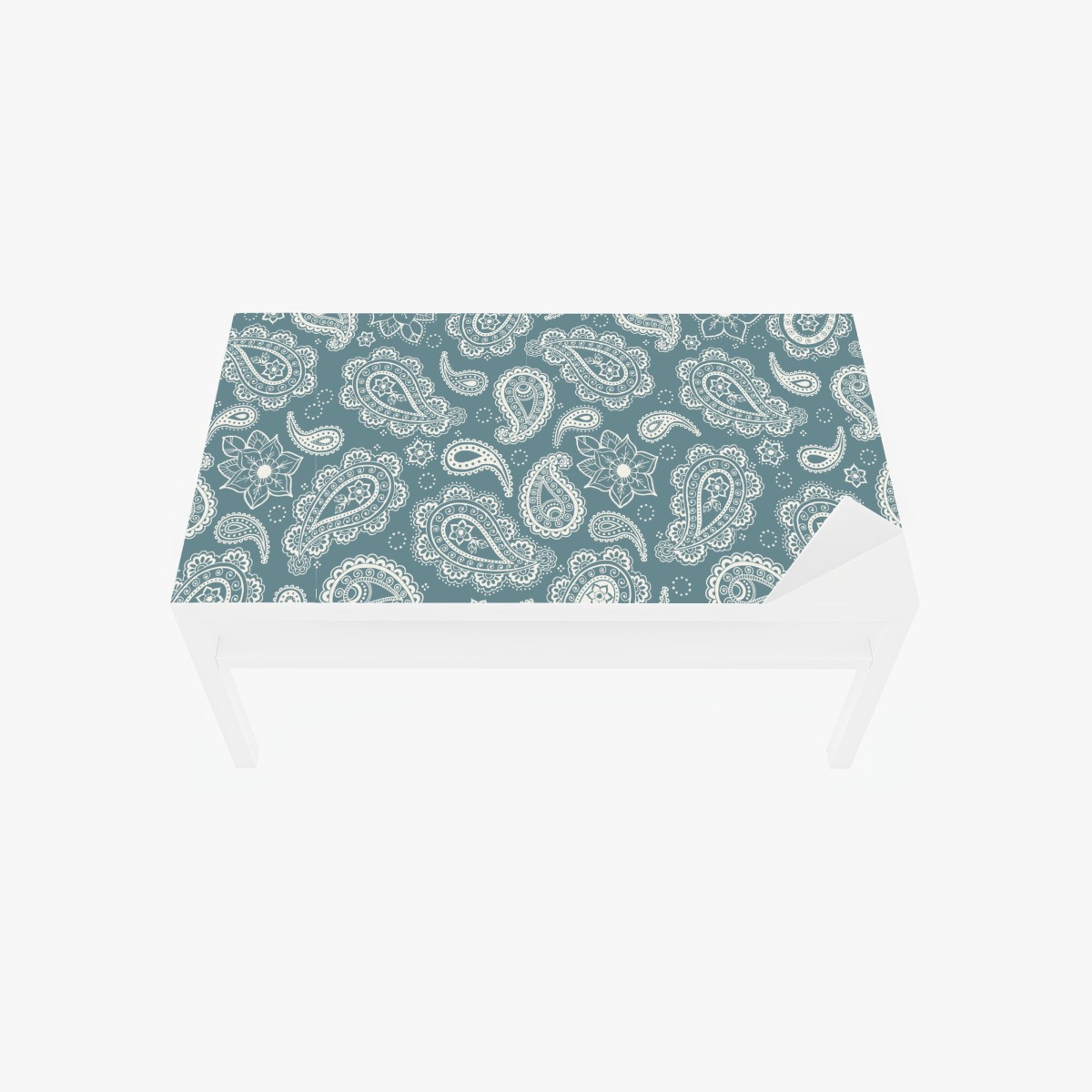 Tischaufkleber und Schreibtischaufkleber türkis paisley muster mit blumendetails – Wallnifity®
