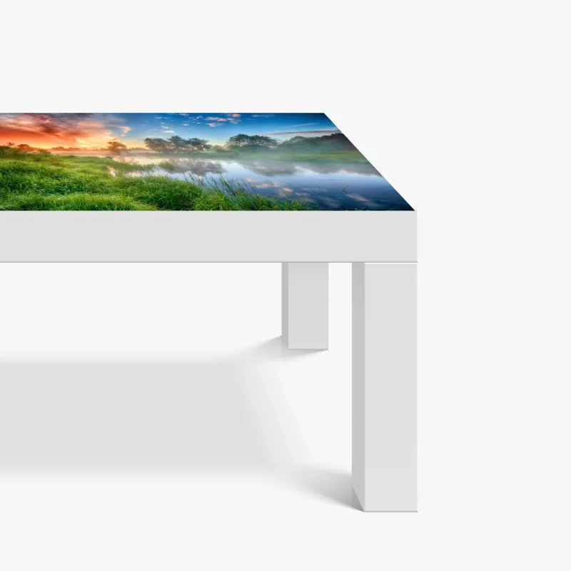 Tischaufkleber und Schreibtischaufkleber sonnige bergwiese bei sonnenaufgang – Wallnifity®